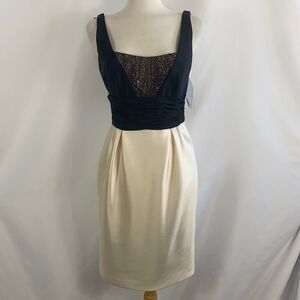 NWT Carmen Marc Valvo Cream Black Cocktail Dress